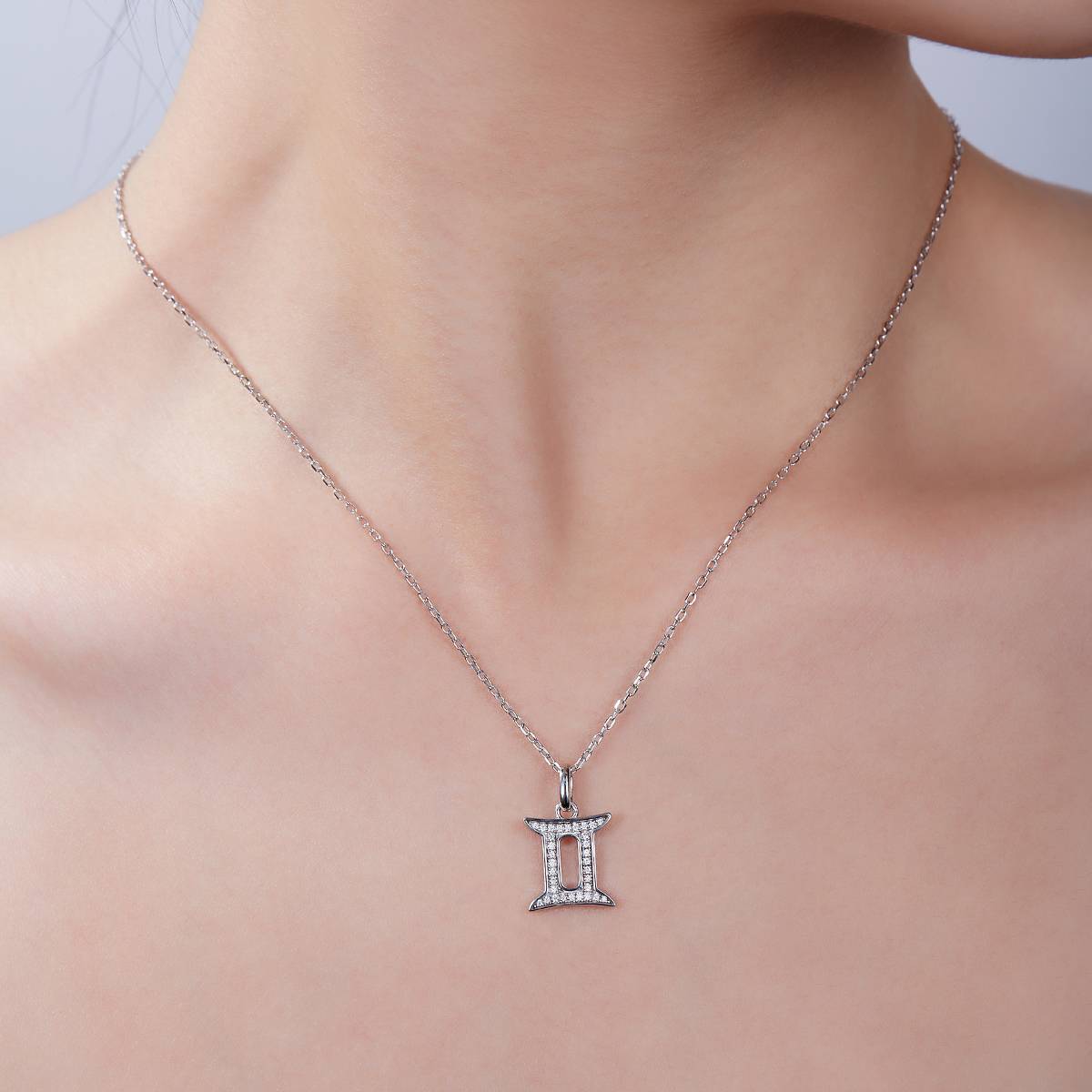 Gemini Moissanite Necklace from the Twelve Constellations Series